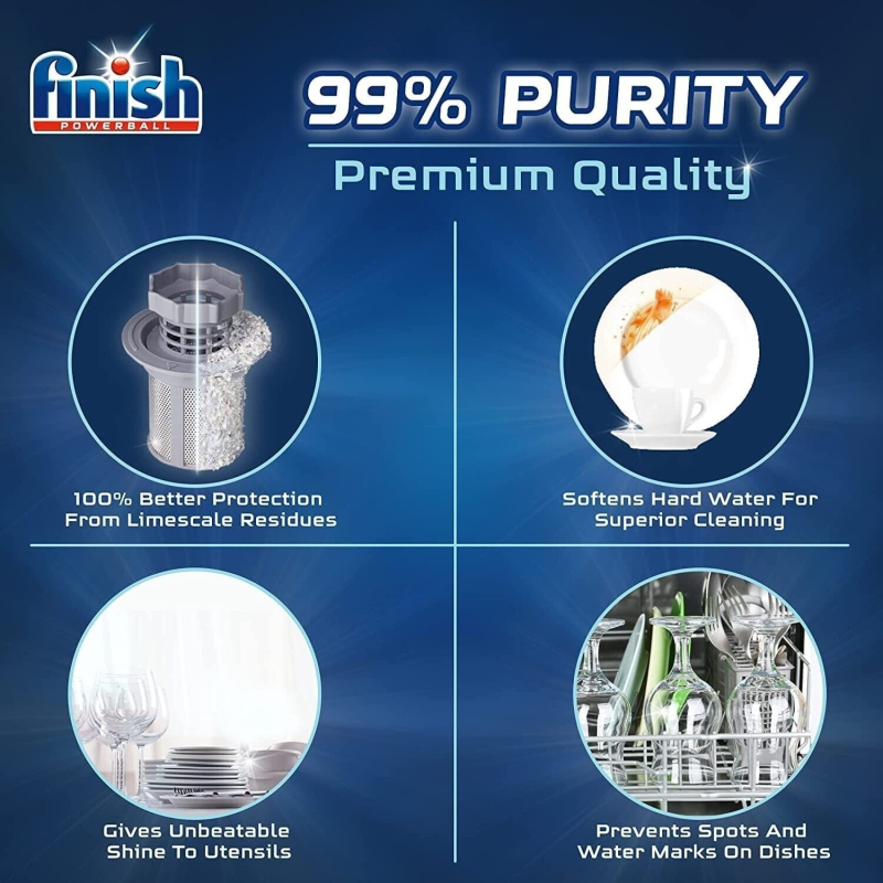 Combo trợ xả Finish tiết kiệm: Muối Finish 1,2kg (làm mềm nước) + Nước làm bóng Finish 800ml (hỗ trợ khô và làm bóng thủy tinh).